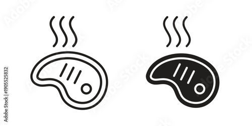 Steak icon linear style symbols for mobile concept and web design.