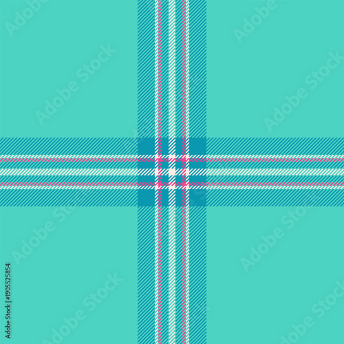 Messy background plaid texture, sea pattern check textile. Father fabric tartan vector seamless in teal and cyan colors.