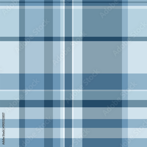 Shabby tartan seamless fabric, trendy vector background pattern. Covering check plaid texture textile in cyan and light colors.