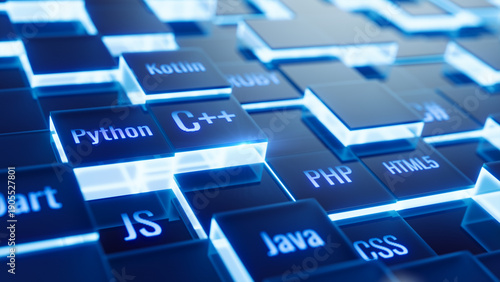 Programming languages - coding, programming concept. 3d illustration