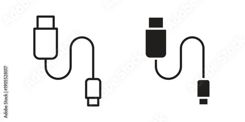 USB cable icon linear style symbols for mobile concept and web design.