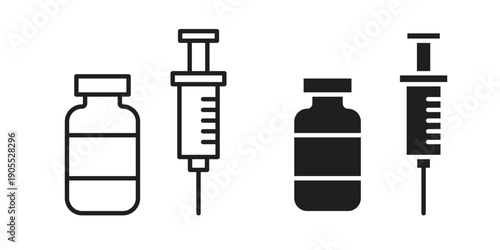 Vaccine vial icon linear style symbols for mobile concept and web design.