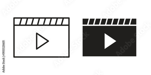 Video icon linear style symbols for mobile concept and web design.