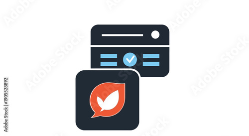 Digital security illustration featuring a server and verification checkmarks high quality