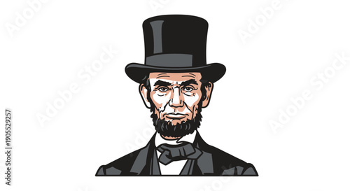 Abraham Lincoln, United States President, Portrait with Top Hat and Bowtie