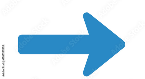 Simple blue arrow pointing to the right on a white background