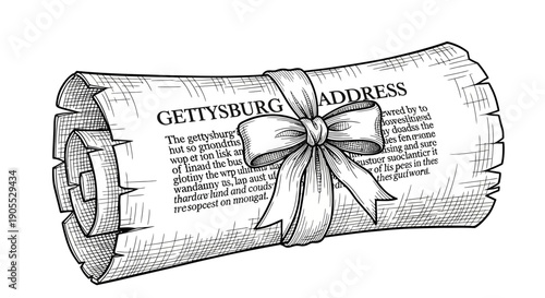 Detailed vintage parchment scroll tied with an elegant ribbon, symbolizing important historical documents and official declarations