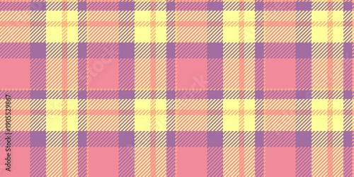 School vector plaid texture, gorgeous seamless background check. Countryside pattern textile tartan fabric in red and yellow colors.