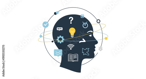 Human Head with Idea Generation Symbols