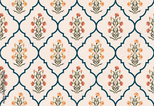 Vector Hand drawn colourful geometric flowers Motifs African boho paisley, seamless patterns with floral for fabric Ethnic Indian Pattern, textiles, clothing, wrapping paper, backdrop, banner.
