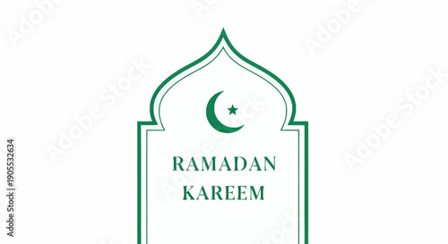 Ramadan Kareem Calligraphy with Crescent Moon and Star for Cultural Celebrations