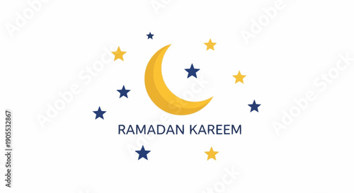 Ramadan Kareem Celebration with Crescent Moon and Stars