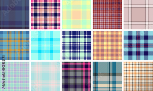 Plaid collection for timeless casual wear. Seamless tartan designs suit skirts, blouses, dresses, and lightweight jackets.