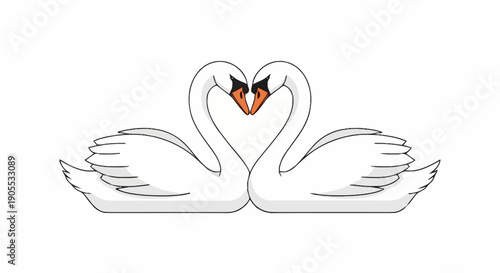 Elegant Swans Creating a Heart Shape with Their Necks for Romantic and Nature Themes