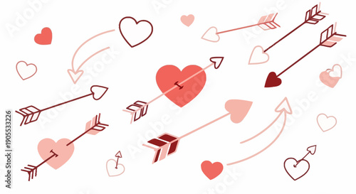 Romantic Love Theme with Hearts and Arrow Symbols for Valentine s Day or Relationship Content