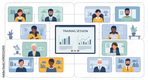 Virtual Training Session with Multiple Participants in a Business Environment