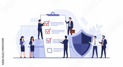 Business Team Conducting Risk Management and Compliance Review