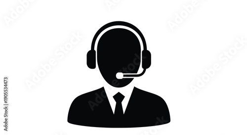 Black silhouette of a person wearing a headset with a microphone