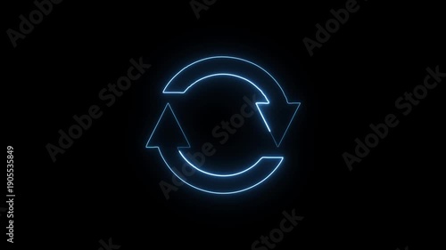 Refresh Icon Animation with Glowing Lines on Black Background