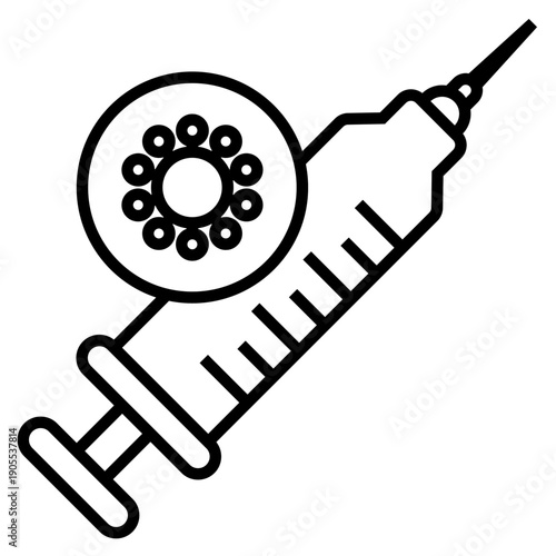Outline Black Simple Vaccine Icon for Healthcare