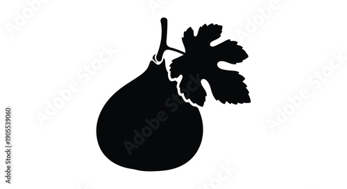 A striking black silhouette depicts a pear with a single leaf showcasing natural forms silhouette high quality professional detailed modern elegant stylish