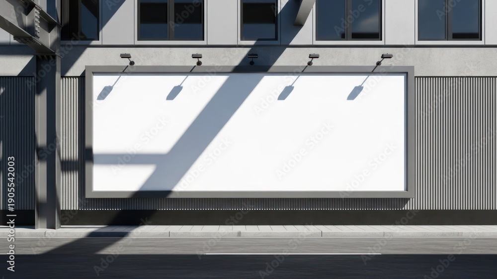 Fototapeta premium Modern billboard on a building exterior, blank for advertisement, with light and shadow