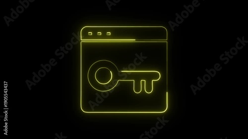 Keyword Icon Animation with Glowing Lines on Black Background