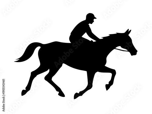 jockey riding galloping horse racing silhouette side profile