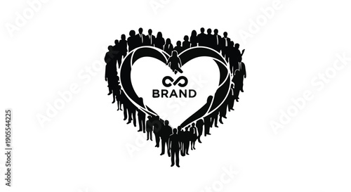 Heart shaped symbol with infinity sign and text