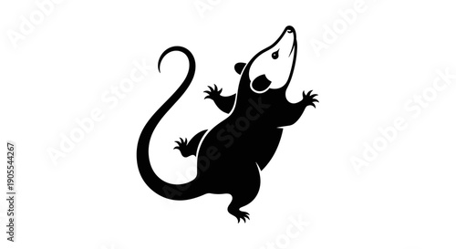 Minimalist Black Opossum Silhouette Standing Icon