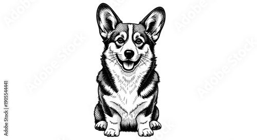 Realistic Portrait of a Tricolor Corgi Dog Face