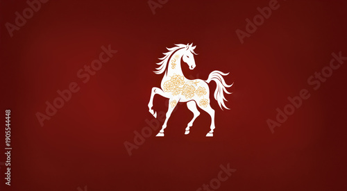 white horse silhouette with...