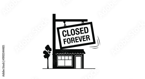 Permanently closed business storefront with a sign