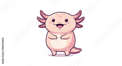 Adorable Standing Axolotl Cartoon Character Vector