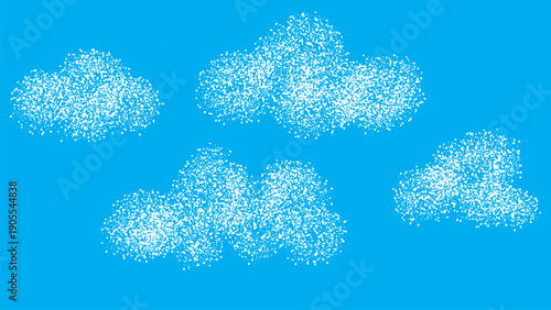 Abstract White Clouds on Blue Sky Background, Textured Digital Art