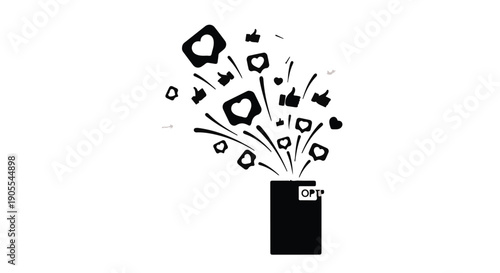 Black lighter exploding with creative social media icons