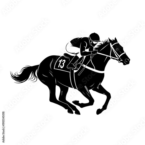 Action Silhouette of a Professional Horse Racing Duo