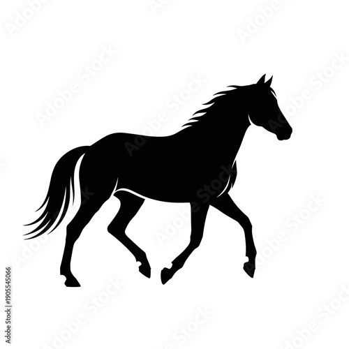 Minimalist Silhouette of a Trotting Horse Walking