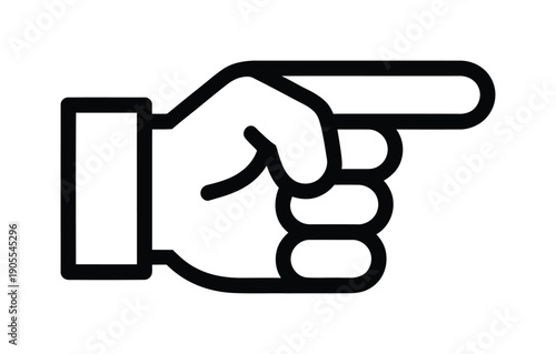 Vector icon of a pointing hand with a finger extended forward