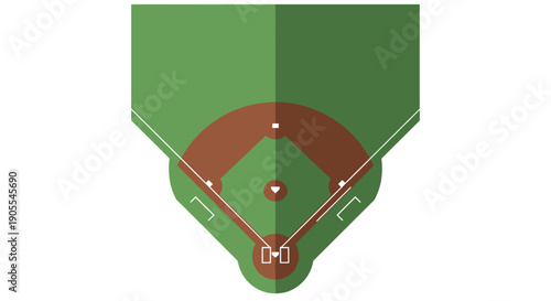 Clean Flat Top Down Diagram of a Baseball Diamond