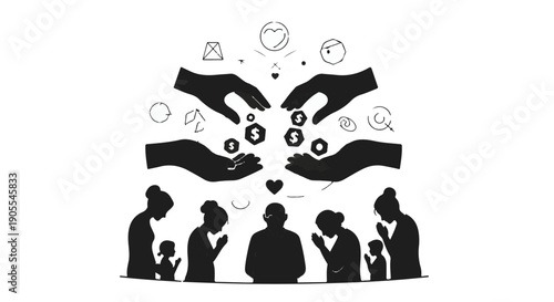 Diverse group of people coming together in unity and support