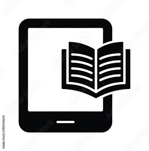 Vector icon of a tablet displaying an open book