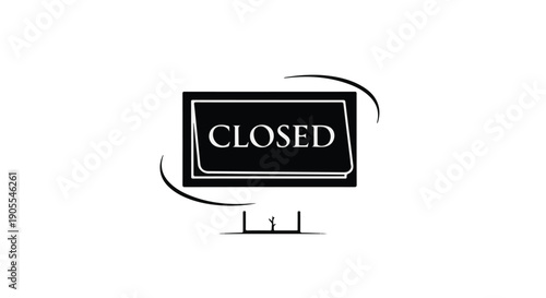 Closed sign on a door with swirling motion lines