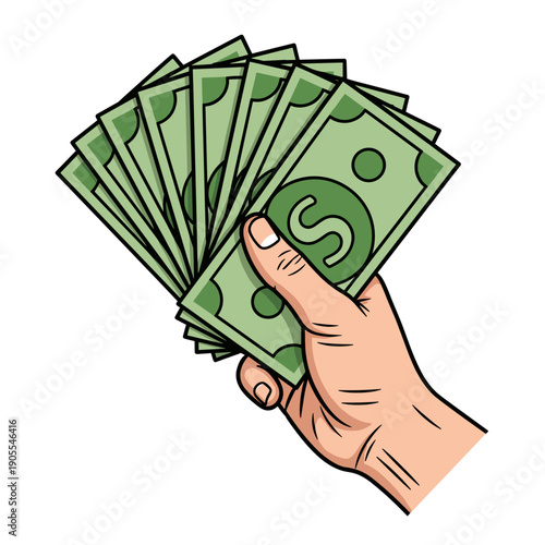 Hand Showing Fan of US Currency Dollar Banknotes