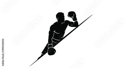 Boxer in dynamic pose with fists up