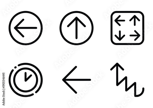 Set of vector directional arrows and navigation icons on a light background