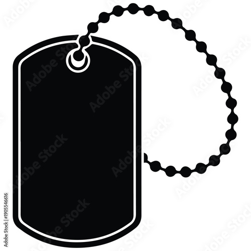 Dog tag silhouette with chain, military identification or memorial symbol