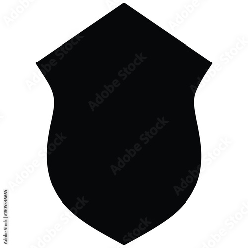 Black heraldic shield silhouette, symbol of protection and strength
