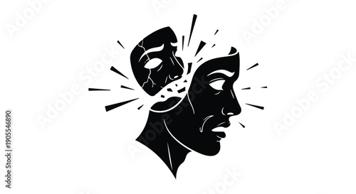 Split personality concept with two contrasting faces