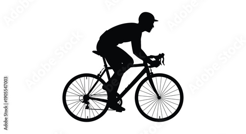 A cyclist rides a road bike in profile showcasing dynamic movement and athletic form a striking silhouette high quality professional detailed